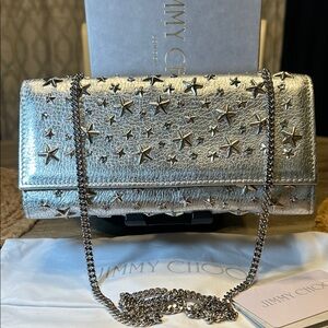Jimmy Choo Metallic Star-Embellished & Rhinestone Clutch/wallet/crossbody